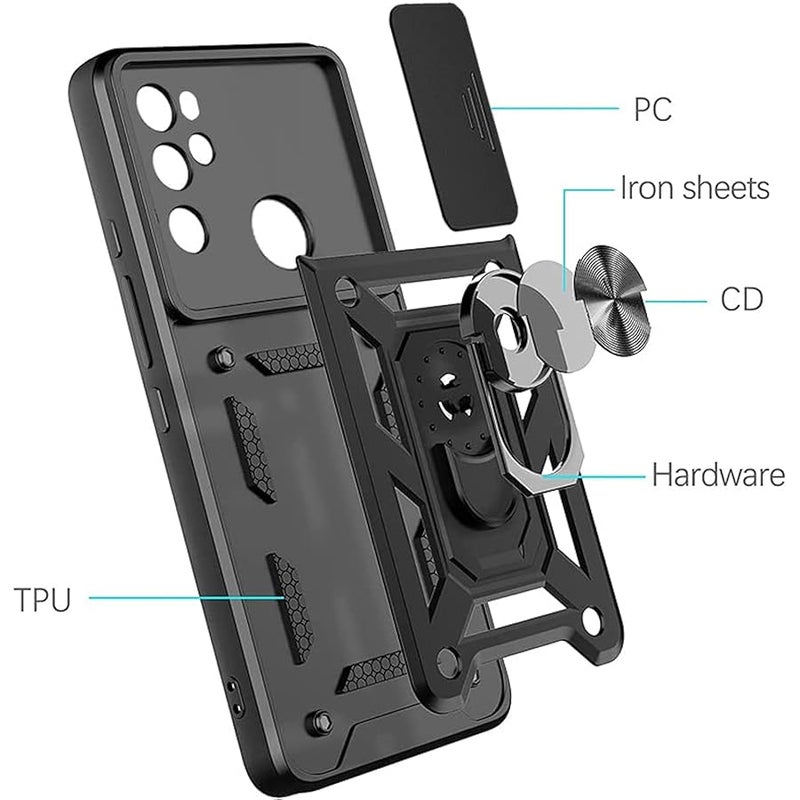 Case for Motorola Moto G60S with Slide Camera Cover,Military Grade Heavy Duty Protection Phone Case Cover with Magnetic Ring Kickstand for Motorola Moto G60S SJ Gold - Image 2